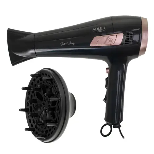 Uscator de par Adler AD 2283, 2400 W, 2 viteze, 3 trepte temperatura (Negru/Roz)