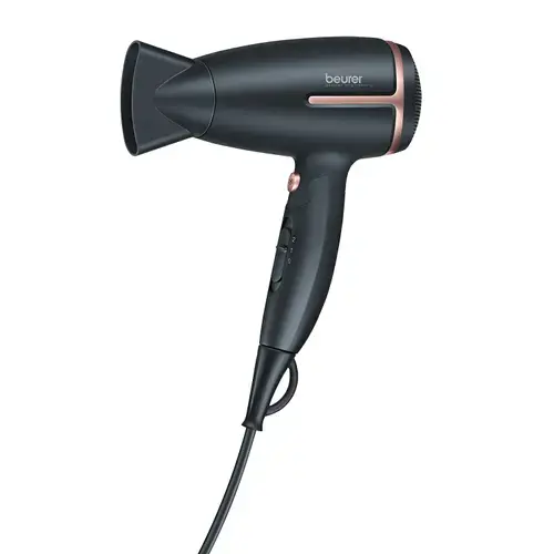 Uscator de par Beurer HC25 pentru voiaj, 1600 W, 2 viteze, maner rabatabil, Negru/Bronz