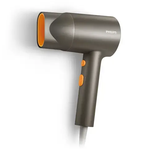 Uscator de par Philips BHD321/00,1600W, Ingrijire cu ioni, 2 setari de viteza, 2 setari de temperatura, cap de coafare (Gri)