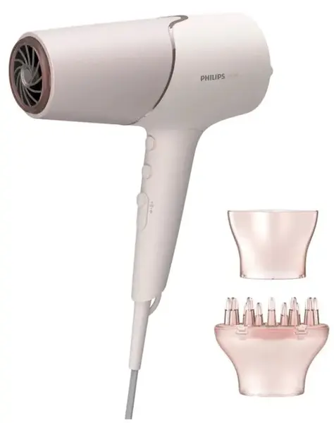 Uscator de par Philips BHD530/00, 2300W, tehnologie ThermoShield, ingrijire cu ioni, 6 setari de viteza/temperatura, difuzor, cap de coafare 11 mm (Roz)