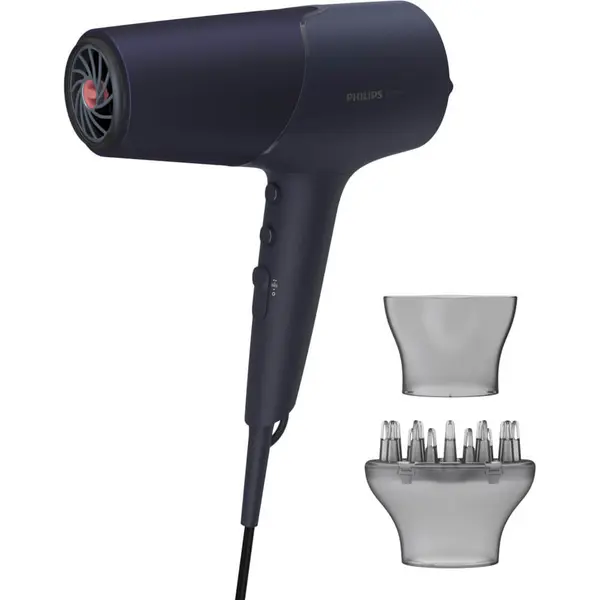 Uscator de par Philips Seria 5000 BHD510/00, 2300 W, Tehnologie ThermoShield,6 setari de viteza si temperatura, Difuzor, Cap coafare 11 mm, Albastru inchis