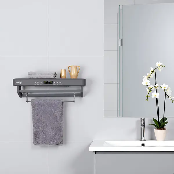Uscător de prosop baie sau bucatarie cu sterilizator UV, pe perete, 60 cm, 450W, ElectricSun PREMIUM Gri
