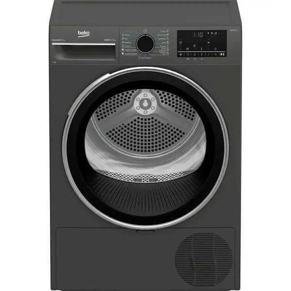 Uscator de rufe Beko B3T49233MEU, Pompa de caldura, Clasa D, 9 kg, Hygienic Drying, 15 programe, Child Lock, Manhattan Grey
