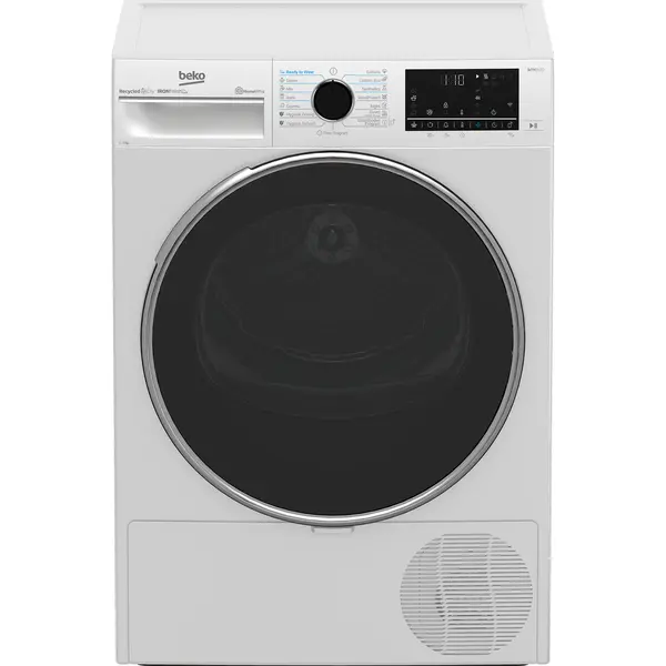 Uscator de rufe Beko B5T69233WEU, Pompa de caldura, 9 kg, Clasa C, Digital Display, Drum Light, Alb