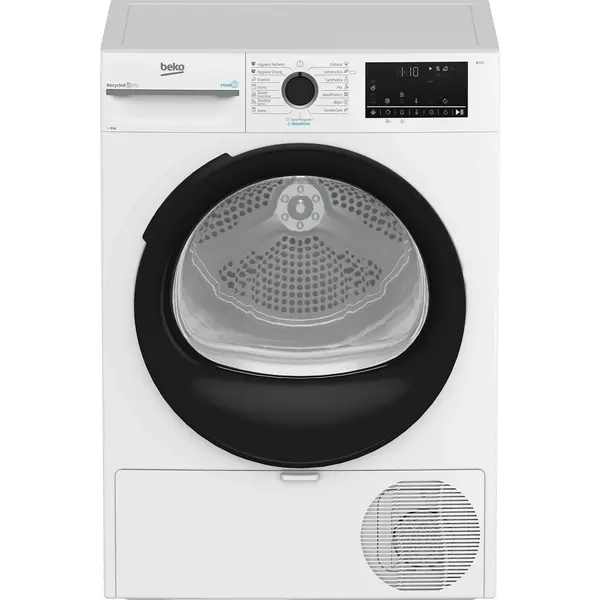 Uscator de rufe Beko BM3T48249W, 15 programe, 8 kg, Pompa de caldura, Motor ProSmart Inverter, Aquawave, Alb, Clasa C