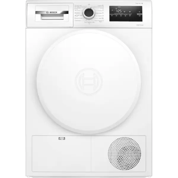 Uscator de rufe Bosch Seria 4 WTH83003BY, Pompa de caldura, 8 kg, 15 programe, EasyClean Condenser, AutoDry Technology, Clasa E, Alb