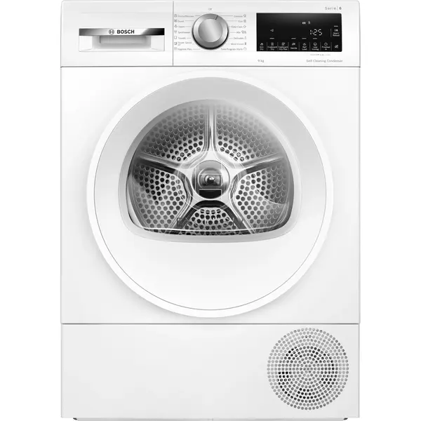Uscator de rufe Bosch WQG14591BY, 9 kg, Clasa D, Afisaj LED, Interior Drum Light, AutoDry, Alb