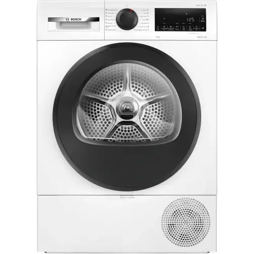 Uscator de rufe Bosch WQG243DNBY, Pompa de caldura, 9 Kg, 14 programe, AutoDry, EcoSilence Drive, Clasa C (Alb)