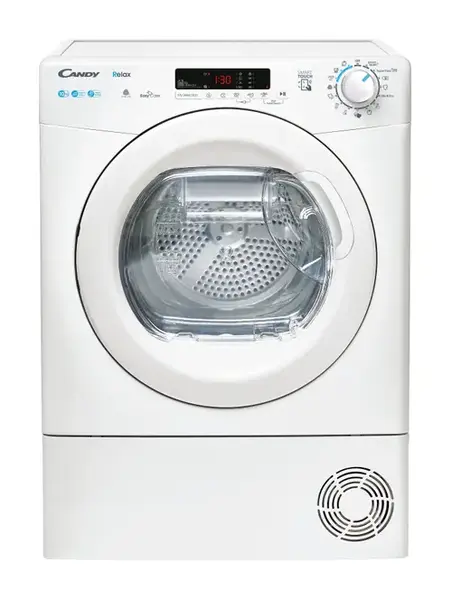 Uscator de rufe Candy CRE H10A2DE-S, Pompa de caldura, EasyCase, Kilo detector, 10 kg , Clasa E (Alb)