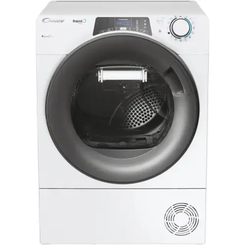 Uscator de rufe Candy Rapido Pro RPE H8A2TRE-S, Pompa de caldura, 8 kg, Clasa E, WiFi, Easy Case, Programe rapide de uscare, Dry Senzor, Kilo Detector (Alb)