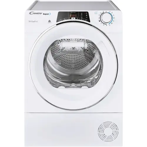 Uscator de rufe Candy Rapido ROE H10A2TCEX-S, Pompa de caldura, 10 kg, Clasa E, Conectivitate WiFi+Bt, Easy case, Dry sensor, Easy iron (Alb)