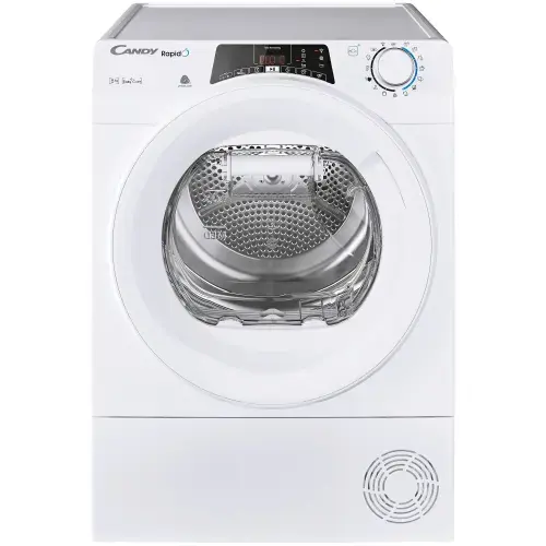 Uscator de rufe Candy Rapido ROE H8A2TE-S, Pompa de caldura, 8 kg, Clasa E, WiFi, Easy case, Senzor uscare, Antisifonare, Alb
