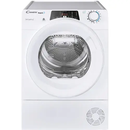 Uscator de rufe Candy Rapido ROE H9A2TE-S, Pompa de caldura, 9 kg, Clasa E, WiFi, Easy case, Senzor uscare, Antisifonare (Alb)