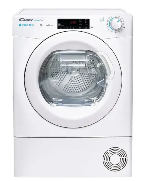 Uscator de rufe Candy Smart Pro CSOE H7A2TE-S, Pompa de caldura, 7 kg, Clasa E, WiFi, Easy case, Senzor uscare, Antisifonare (Alb)