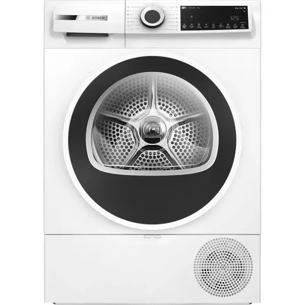 Uscator de rufe cu condensare și pompa de caldura Bosch WQJ24200BY, 9 kg, Clasa D, Home Connect, Filtru Easy Clean, Alb