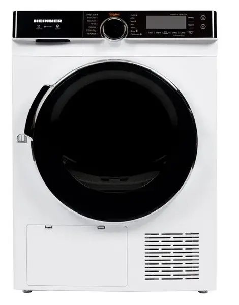 Uscator de rufe cu pompa de caldura HEINNER HHPD-M9K3A+++, 9 kg, Clasa A+++, 14 programe, Motor inverter, Control tactil, Lumina cuva (Alb)