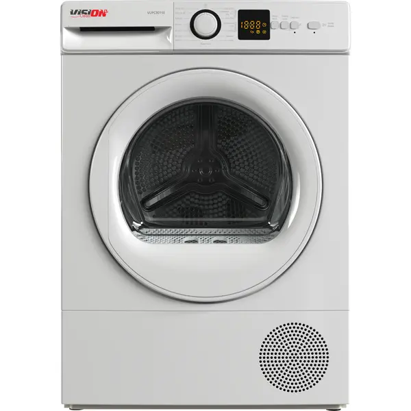 Uscator de rufe cu pompa de caldura Vision Clean VUPC8015E, 8 kg, Display digital, Silentios, Lumina cuva, Alb, Clasa E