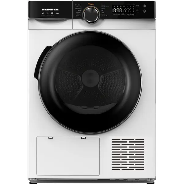 Uscator de rufe Heinner HHPD-M8K3A++, Pompa de caldura, 8 kg, 14 programe, Control touch, Senzor de umiditate, Clasa D, Alb