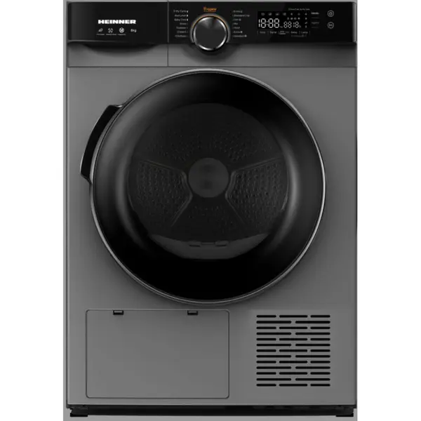 Uscator de rufe Heinner HHPD-M8K3SA++, Pompa de caldura, 8kg, 14 programe, Display LED, Clasa D, Argintiu