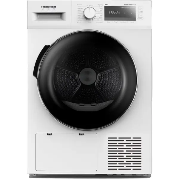 Uscator de rufe Heinner HHPD-M9G3A++, Pompa de caldura, 9 kg, Clasa D, Display LED, Blocare acces copii, Alb