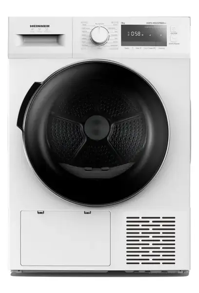 Uscator de rufe HEINNER HHPD-M9G5PBKD++, Pompa de caldura, 9 kg, Clasa D, 16 programe, Display LED, Lumina cuva (Alb)