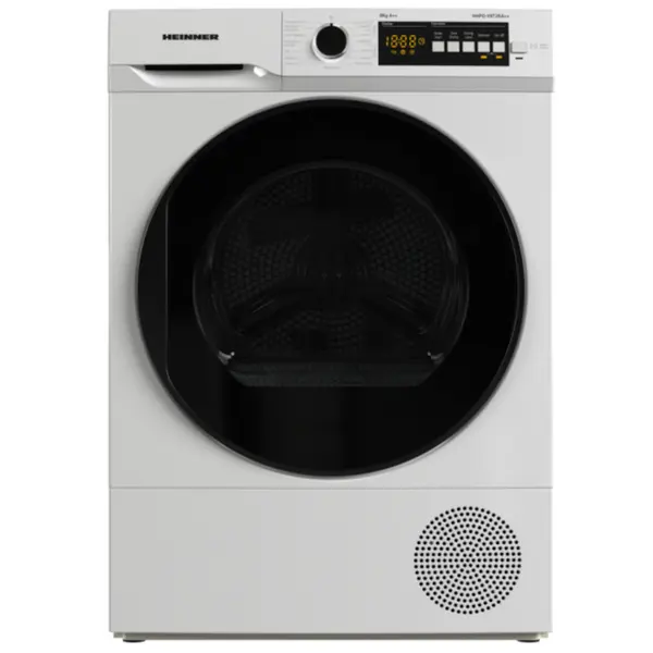 Uscator de rufe Heinner HHPD-V8T2KA++, 8 kg, 15 programe, Pompa de caldura, Functie anti-sifonare, Alb, Clasa E