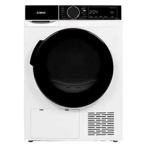 Uscator de rufe Samus SADP-835, Pompa de caldura, 8 kg, 15 programe, Clasa D, Igienizare UV (Alb)