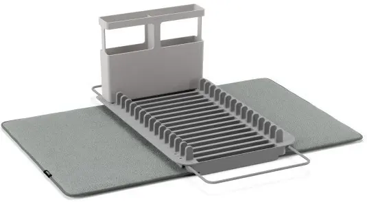 Uscător de vase cu suport pentru tacâmuri Umbra - UDry, 33 x 50,8 cm, gri