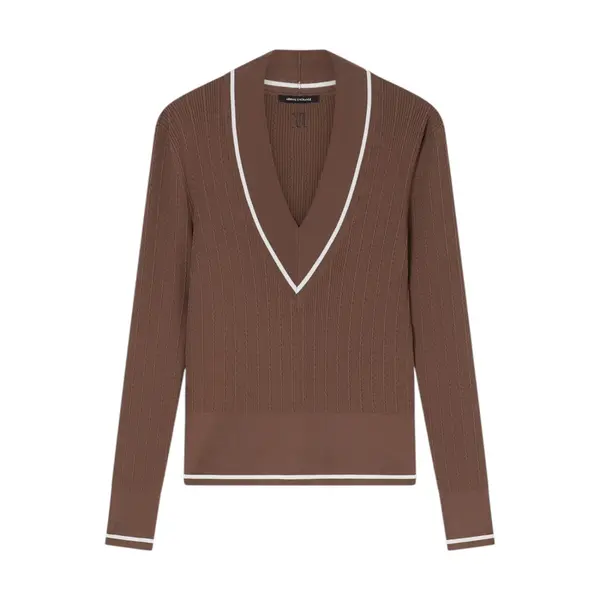 V neck jumper earth S