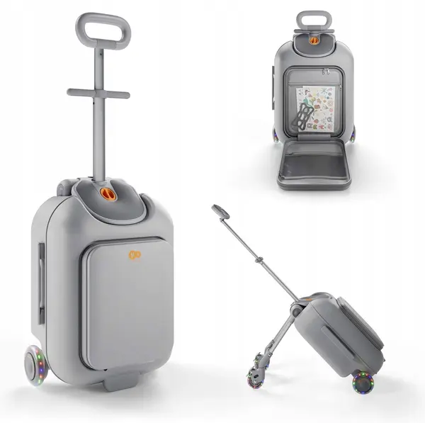 Valiză pentru copii cu șezut KinderKraft - Cabby, Grey