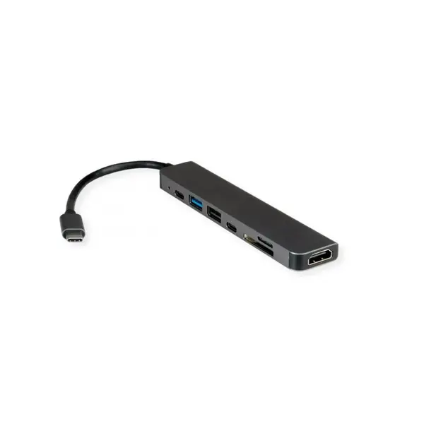 Value Docking station USB type C la HDMI 4K60Hz/2xUSB-A/USB type C/slot SD/TF + PD, Value 12.99.1136