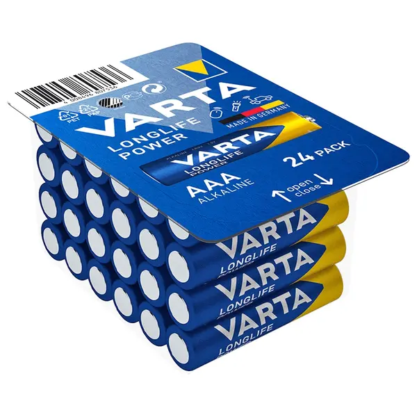 Varta Longlife Power AA LR6, baterii alcaline, 1.5V, pachet 24 bucăți