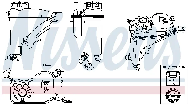 Vas expansiune cu capac, cu senzor nivel potrivit BMW Seria 1 (E81), 1 (E82), 1 (E87), 1 (E88), 3 (E90), 3 (E91), 3 (E92), 3 (E93), X1 (E84), Z4 (E89) 06.04-08.16