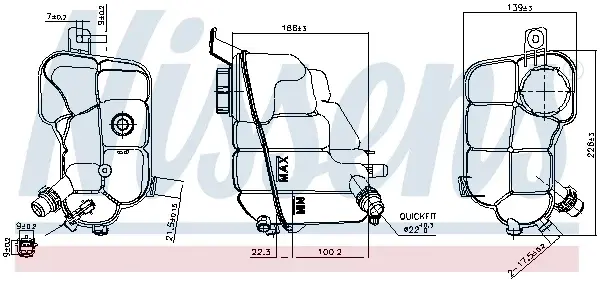 Vas expansiune cu capac, cu senzor nivel potrivit VOLVO S80 II, V70 III, XC60 I; LAND ROVER FREELANDER 2, RANGE ROVER EVOQUE 03.06-12.19