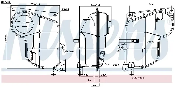 Vas expansiune cu capac potrivit AUDI A4 B5, A4 B6, A6 C5, A8 D2; SKODA SUPERB I; VW PASSAT B5, PASSAT B5.5 03.94-03.08