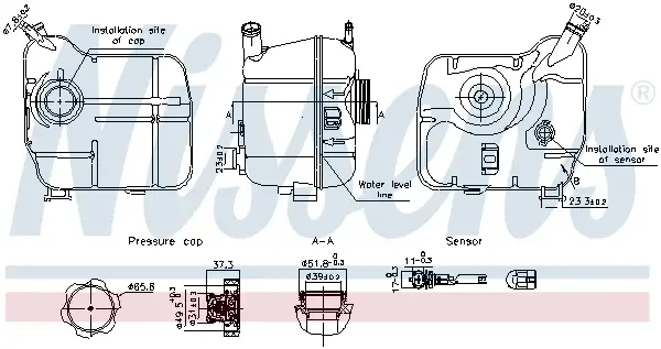 Vas expansiune racire (cu priza, cu senzor nivel) potrivit CHEVROLET MALIBU; OPEL INSIGNIA A, INSIGNIA A COUNTRY; SAAB 9-5 01.08-