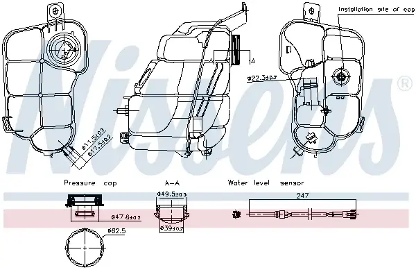 Vas expansiune racire (cu senzor nivel) potrivit VOLVO S60 II, S80 II, V60 I, V70 III, V70 III KOMBI, XC60 I, XC70 I, XC70 II; LAND ROVER FREELANDER 2 12.05-12.18