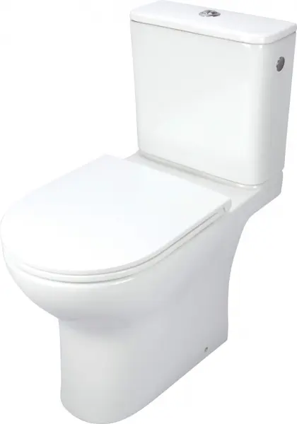 Vas wc compact, alb, fara bordura, capac cu spaaare turbionara, Deante Jasmin