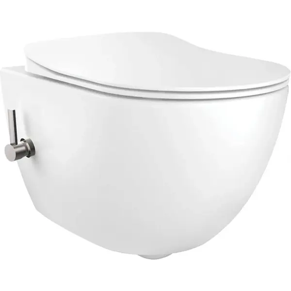 Vas wc cu functie de bideu incorporat si baterie, alb, Peonia Zero, Deante