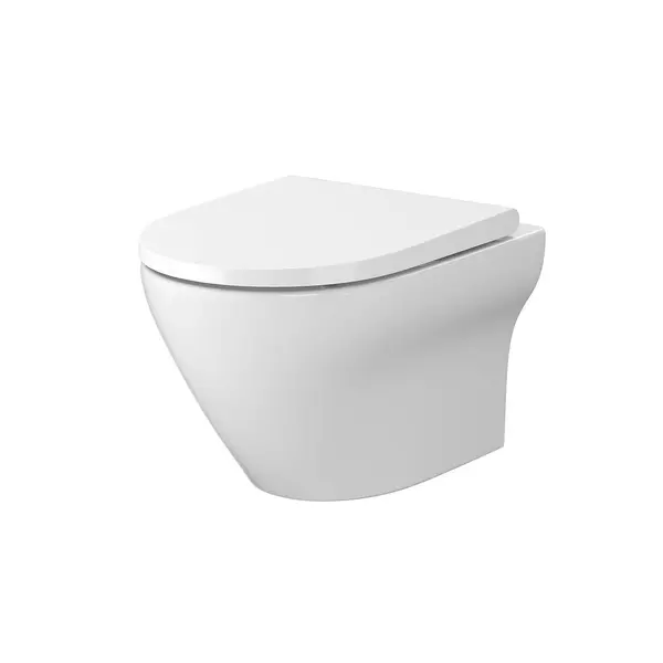 Vas WC suspendat Cersanit Set B331 Larga oval CleanOn cu capac slim duroplast inchidere lenta S701-472