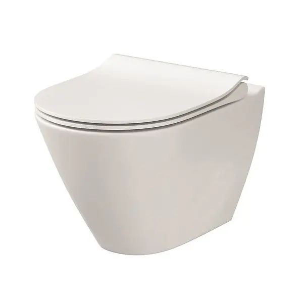 Vas wc suspendat rimless Cersanit City Oval cu capac soft close inclus, alb lucios