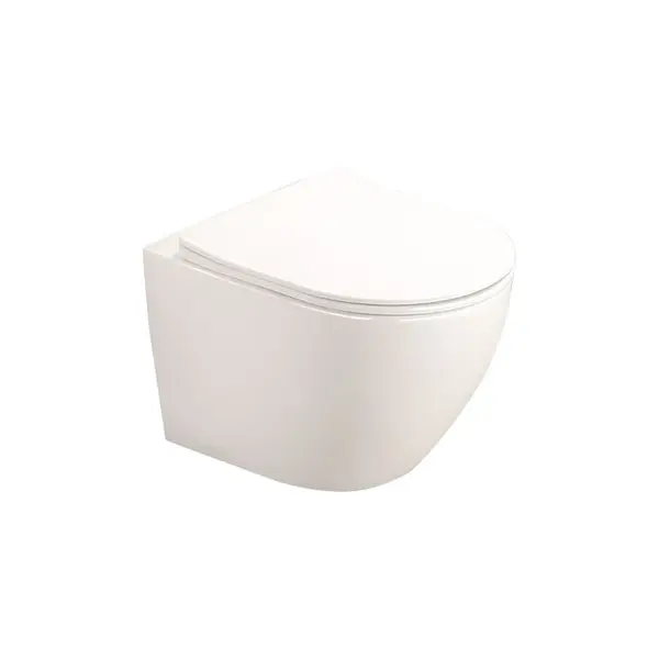 Vas wc suspendat rimless Fluminia Alfonzo cu capac quick release si soft close, alb lucios
