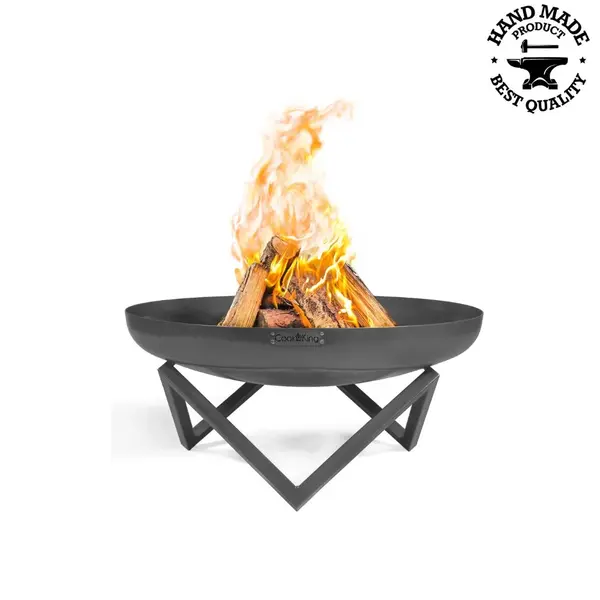 Vatra de foc neagra 60cm rotunda pentru exterior gradina pe gazon Santiago