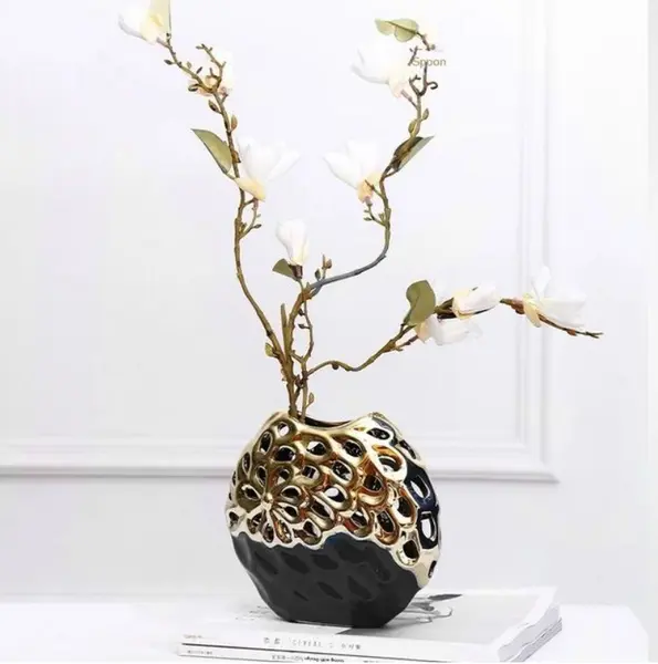 Vază ceramică Morello - Black & Gold, 20 х 19 х 7.5 cm
