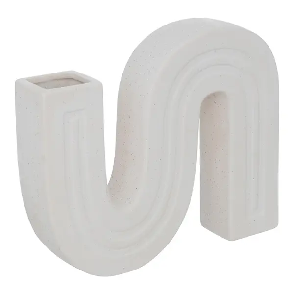 Vaza ceramica Snaky, Pako World, Alb, 25x5x21 cm
