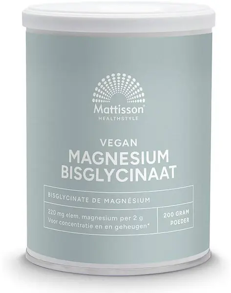 Vegan Magnesium Bisglycinate, 220 mg, 250 g, Mattisson Healthstyle