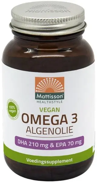 Vegan Omega 3 Algae Oil DHA/EPA, 210 mg/70 mg, 60 capsule, Mattisson Healthstyle