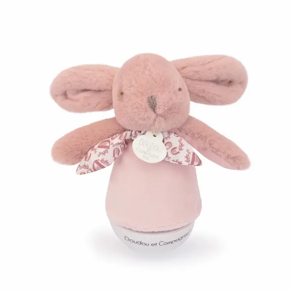 Veioza muzicala iepuras pufos, 16 cm, roz