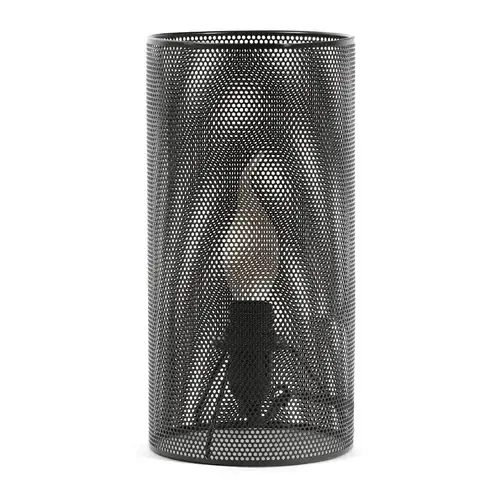 Veioza Platinet 44876, E14, 25W, cu abajur rotund φ120mm x 240mm din plasa metalica neagra