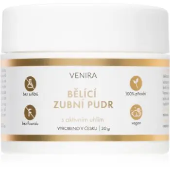 Venira Whitening Tooth Powder pudră cu cărbune activ, pentru albirea dinților cu cocos